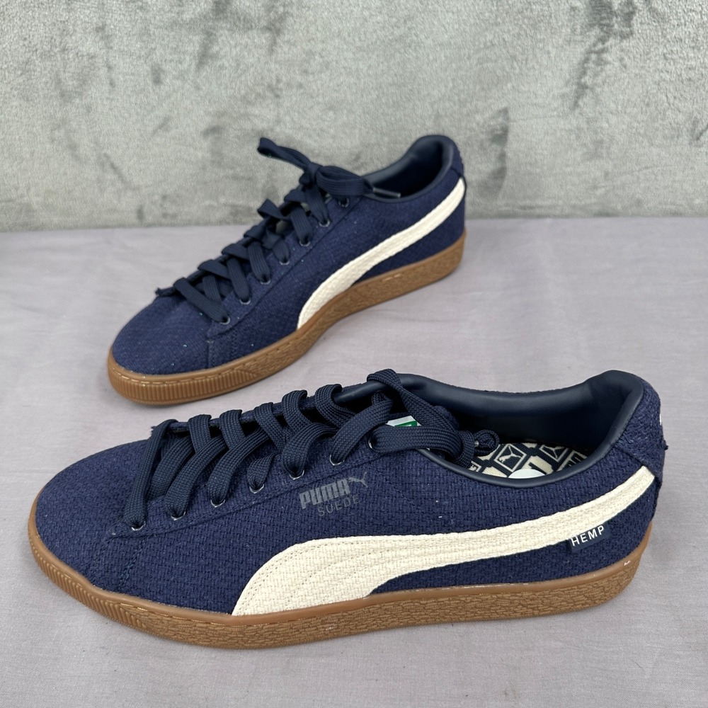 Puma Suede Hemp Navy Blue Gum Sole Sneakers 396946-05 Mens Size 13